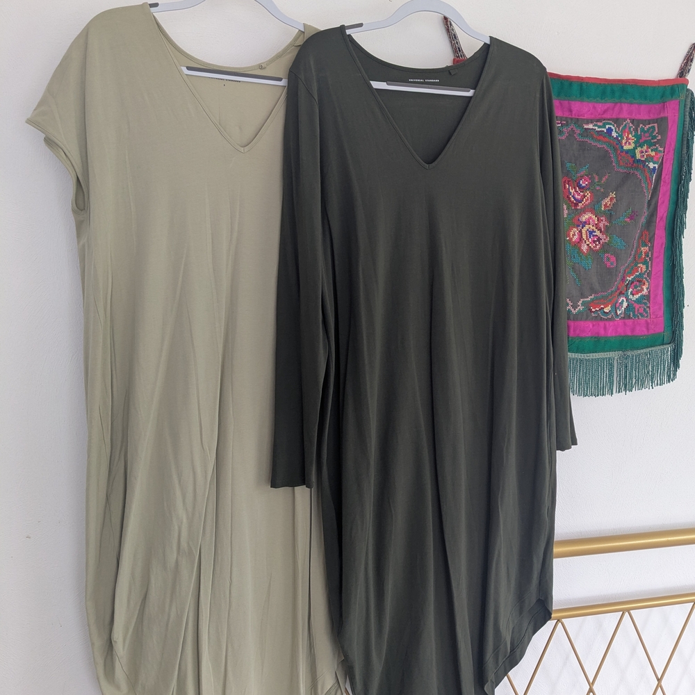 Universal Standard Geneva Dresses Olive and Light green